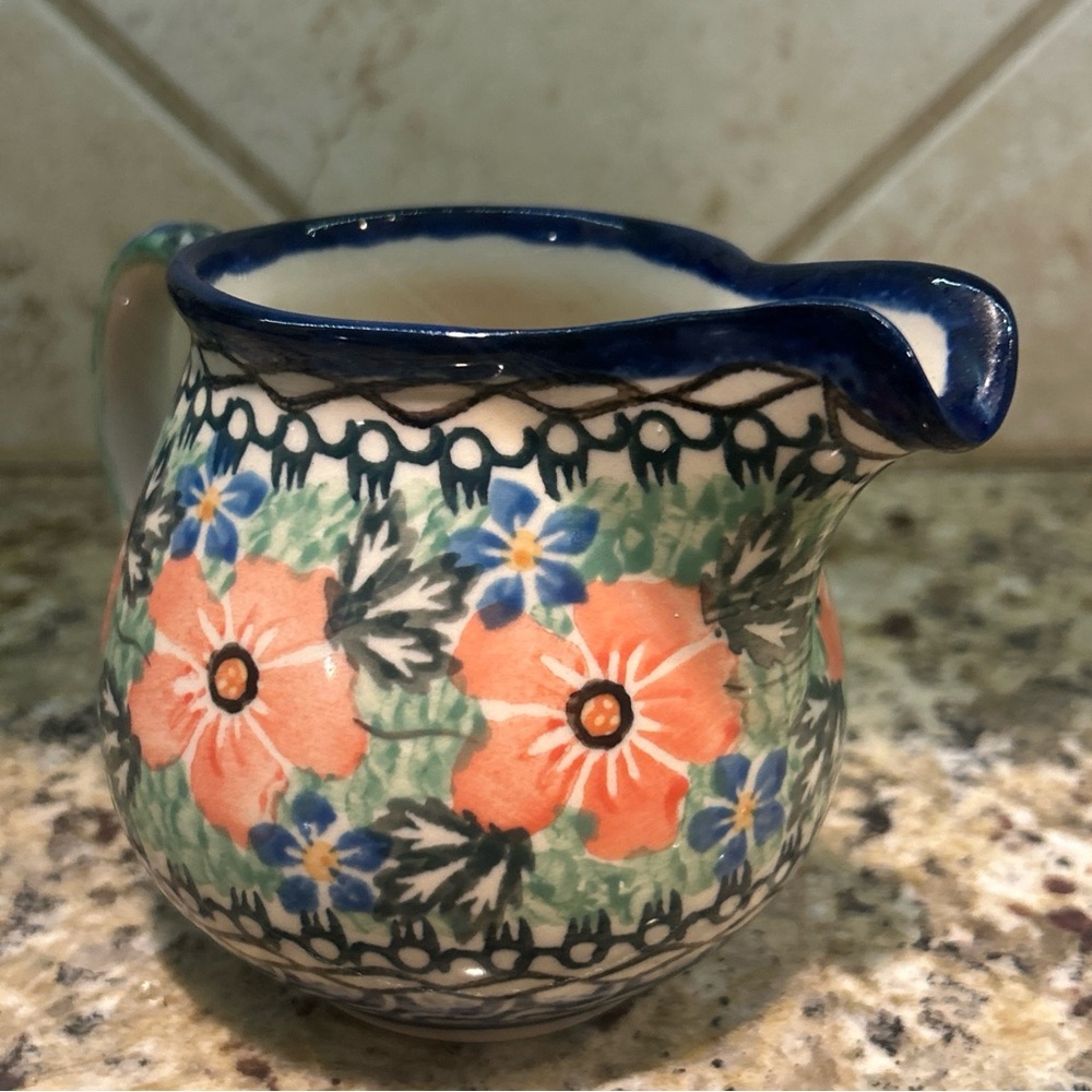 Polish Unikat Pottery Handmade Creamer Mini Pitcher Handmade in Poland - Picture 2 of 12